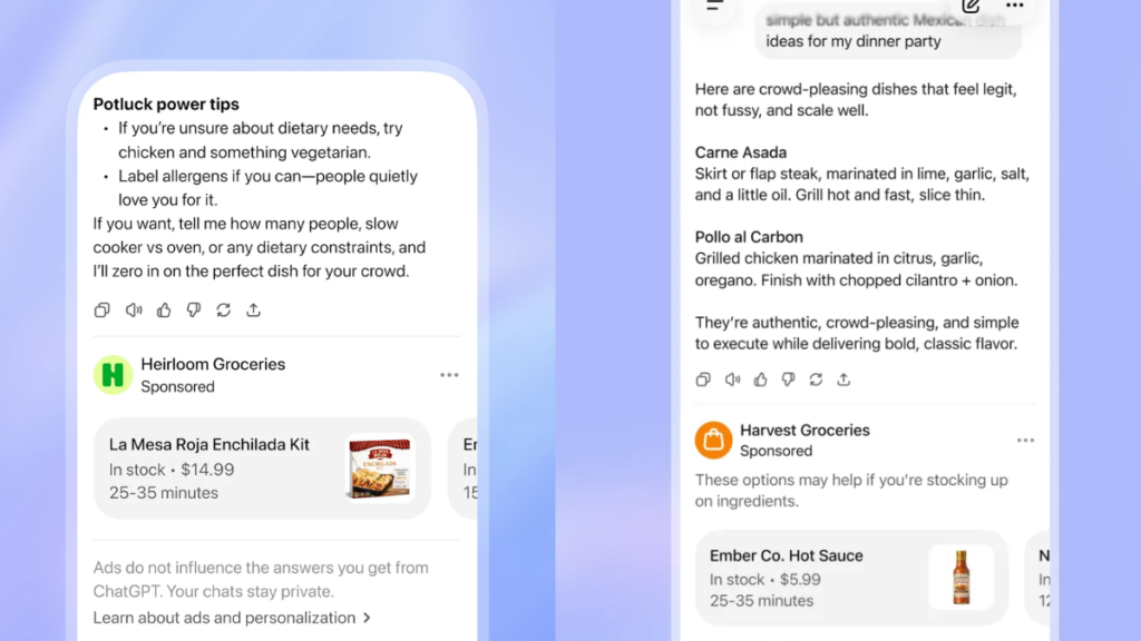 Examples of ChatGPT Ads